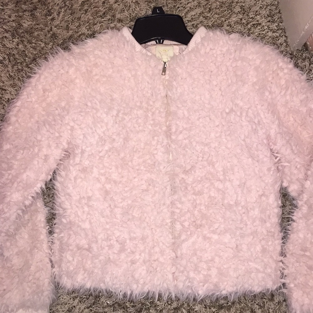 Furry powder pink coat